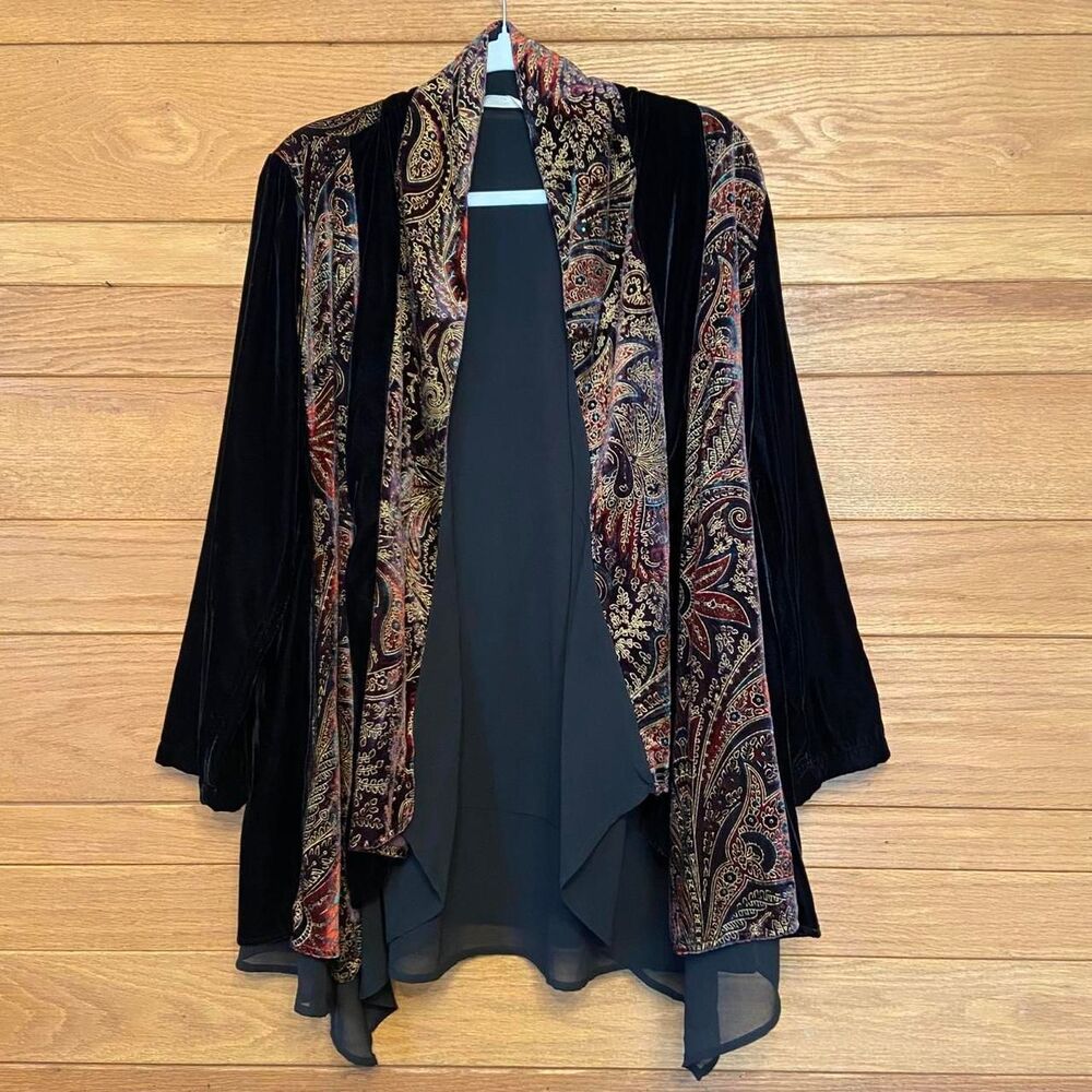 Soft Surroundings paisley velvet cardigan